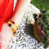 Multicolour Amber Tube Bead Bracelet