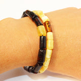 Polished Baltic Amber Tube Bead Bracelet