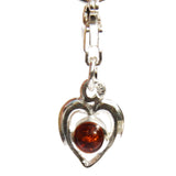 Sterling Silver Cognac AMBER HEART CHARM