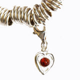 Sterling Silver Cognac AMBER HEART CHARM