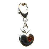 Sterling Silver Cognac AMBER APPLE CHARM