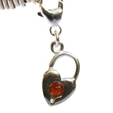 Sterling Silver Cognac AMBER HEART CHARM