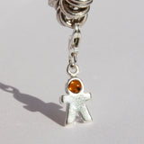 Silver Cognac AMBER MAN CHARM