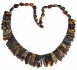 Semi-Polished Green-Grey Amber Necklace