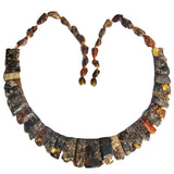 Semi-Polished Green-Grey Amber Necklace
