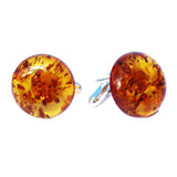 Simple Round Honey Baltic Amber Cufflinks