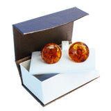 Simple Round Honey Baltic Amber Cufflinks