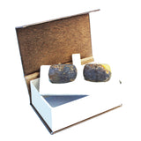 Unpolished Grey Amber Cufflinks