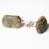 Unpolished Grey Amber Cufflinks