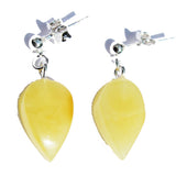 Baltic Amber Dangly Stud Earrings - Leaves