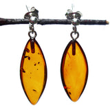 Baltic Amber Stud Earrings - Flat Drops