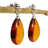 Lovely Baltic Amber Teardrop Studs