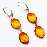 Stunning facet cut Baltic Amber Earrings - Diamonds