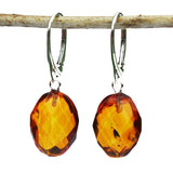 Stunning facet cut Baltic Amber Earrings - Diamonds