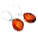 Stunning facet cut Baltic Amber Earrings - Diamonds