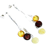 Stunning Baltic Amber Tablet Earrings - Triple Chains