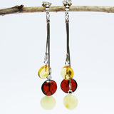 Stunning Baltic Amber Tablet Earrings - Triple Chains
