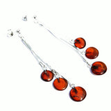 Stunning Baltic Amber Tablet Earrings - Triple Chains
