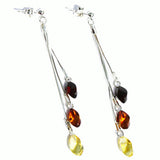 Baltic Amber Earrings - Triple Chain Drops 1