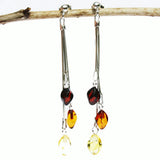 Baltic Amber Earrings - Triple Chain Drops 1