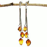 Baltic Amber Earrings - Triple Chain Drops 1