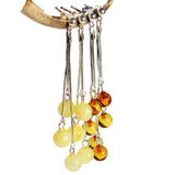 Stunning Baltic Round Amber Earrings - Triple Chains
