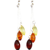 Baltic Amber Earrings - Triple Chain Drops