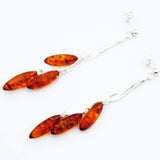 Baltic Amber Earrings - Triple Chain Drops