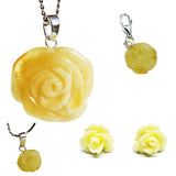 Romantic Baltic Amber Rose Pendant-Charm