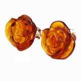 Baltic Amber Flower Studs - Roses