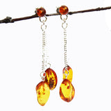 Amber Long and Dangly Earrings - Double Twists
