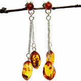 Amber Long and Dangly Earrings - Double Twists