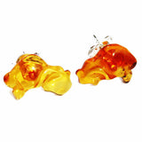 Honey Baltic Amber Studs - Elephants