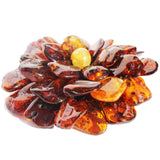 Beautiful Baltic Amber Flower Pendant - Brooch