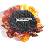 Beautiful Baltic Amber Flower Pendant - Brooch