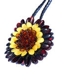 Beautiful Baltic Multicolour Amber Pendant Flower
