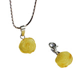 Romantic Baltic Amber Rose Pendant-Charm