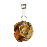 Romantic Baltic Amber Rose Pendant-Charm