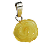 Romantic Baltic Amber Rose Pendant-Charm