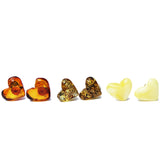Baltic Amber Stud Earrings - Hearts