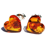 Baltic Amber Stud Earrings - Hearts