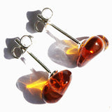 Baltic Amber Stud Earrings - Hearts