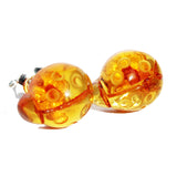 Honey Baltic Amber Studs - Ladybirds
