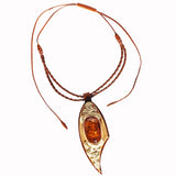 Leather & Honey Baltic Amber Necklace - Pendant 2