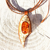 Leather & Honey Baltic Amber Necklace - Pendant 2