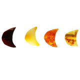 Polished Muliticolour Moon Shape Baltic Amber Beads with double hole.