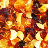 Polished Muliticolour Moon Shape Baltic Amber Beads with double hole.