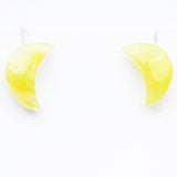 Baltic Amber Stud Earrings - Moons