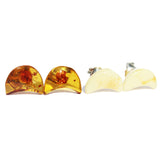 Baltic Amber Stud Earrings - Moons
