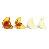 Baltic Amber Stud Earrings - Moons